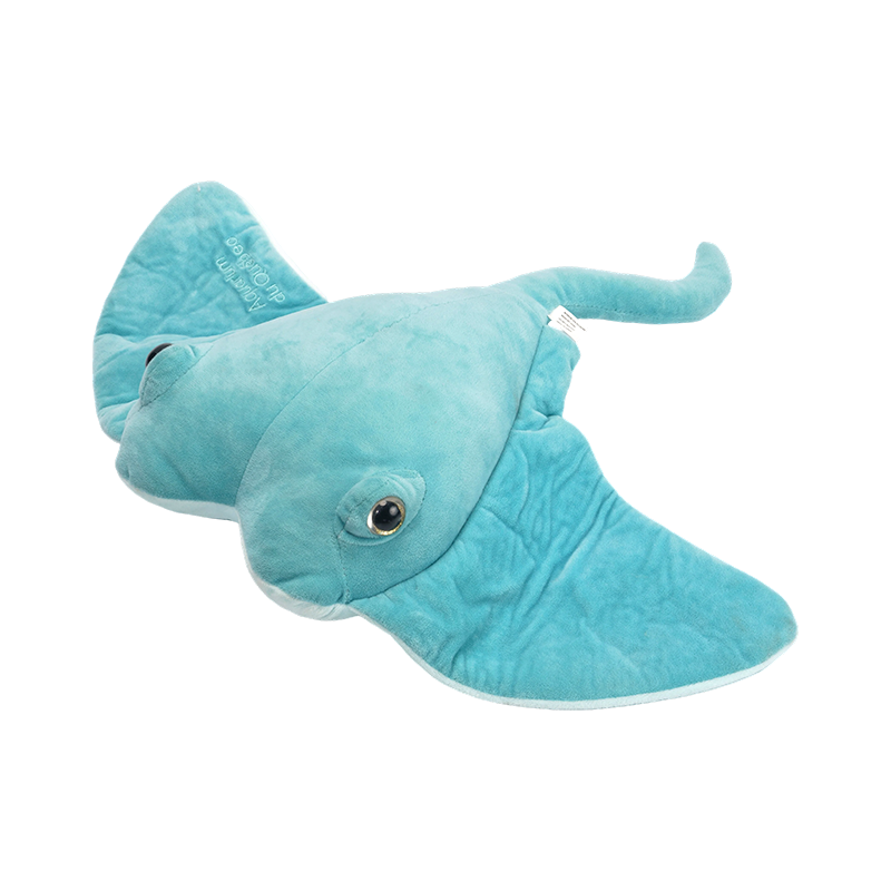 Lindos juguetes de peluche de pez diablo de la vida oceánica con velcro marino azul