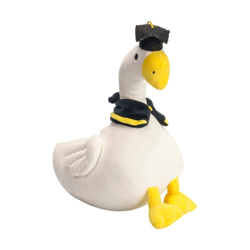 Juguetes de peluche de pato blanco rellenos con gorra doctoral