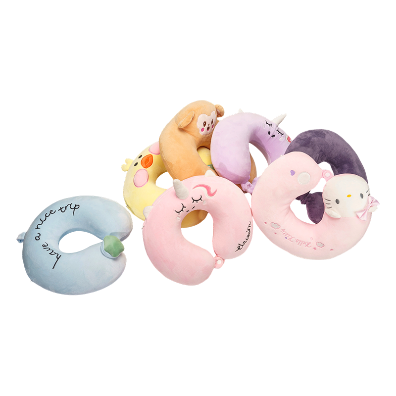 Lindo juego de almohadas de felpa en forma de U con tapa de animal