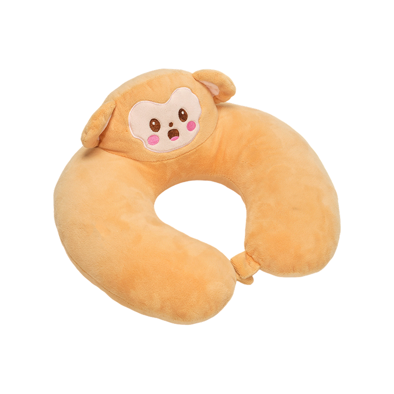 Almohada de peluche en forma de U para el cuello de un mono