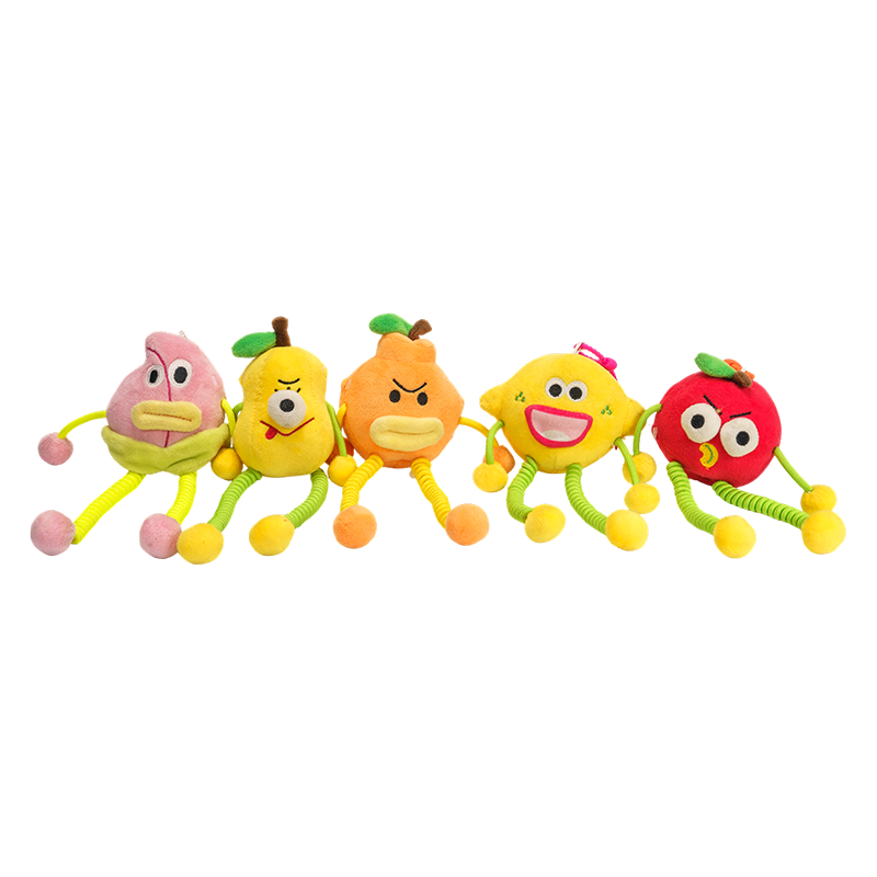 Llaveros de peluche de frutas alegres