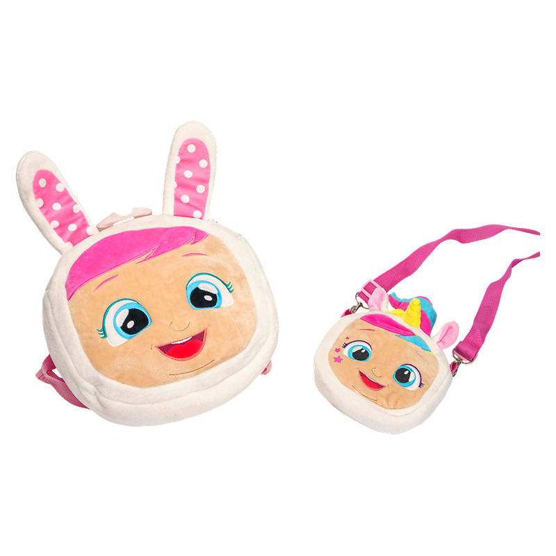 Mochila de felpa con orejas de conejo abrazable