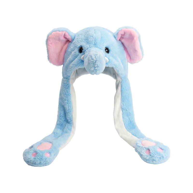 Gorro de peluche de elefante azul