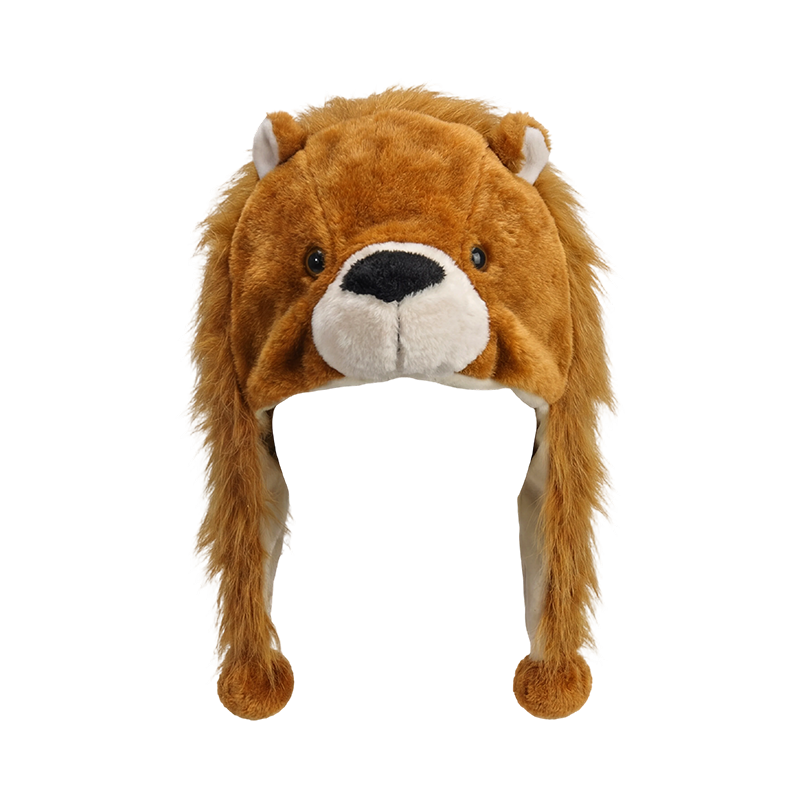 Gorro de peluche de león peludo marrón