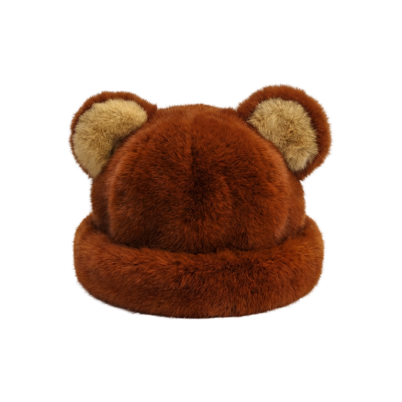 Gorro de peluche de peluche marrón