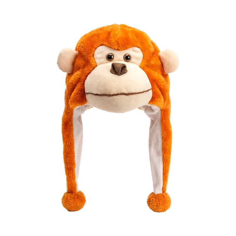 Gorro de peluche de mono naranja
