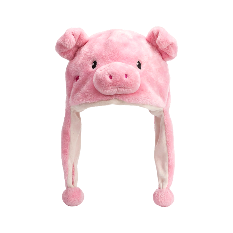 Gorro de peluche de cerdo rosa