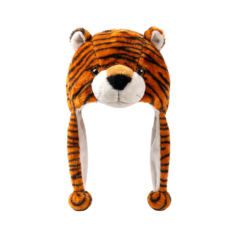 Gorro de peluche con forma de oso raya tigre