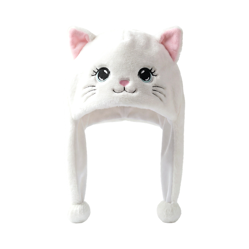 Gorro de peluche blanco para gatito
