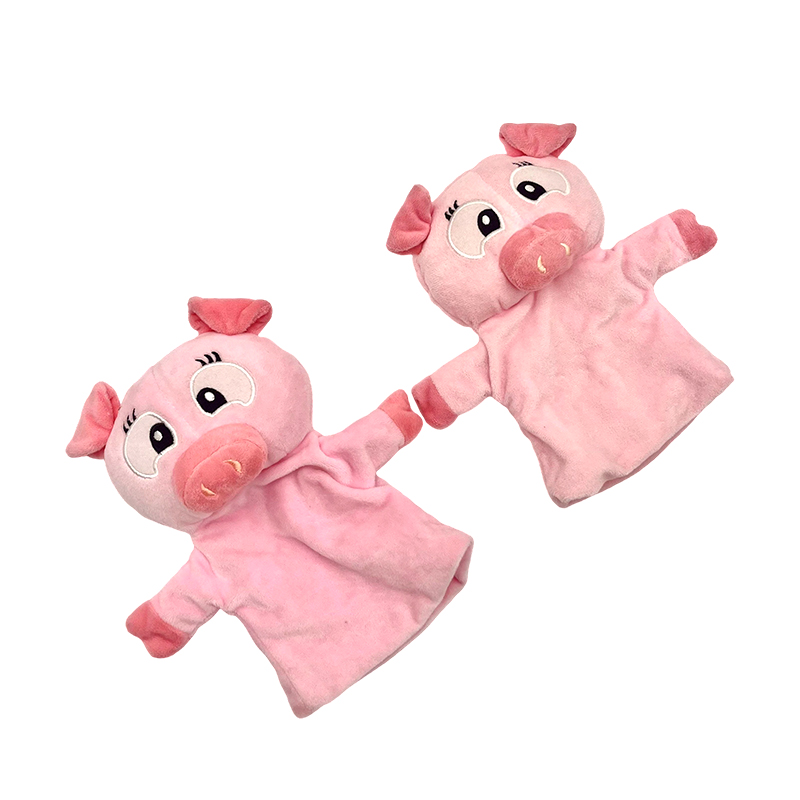 Marionetas de peluche con forma de dedo de dos cerditos