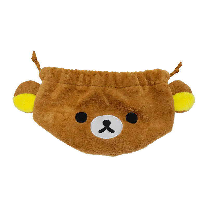 Bolsa linda con cordón de felpa de oso, bolsa con cordón de felpa de oso de cara simple