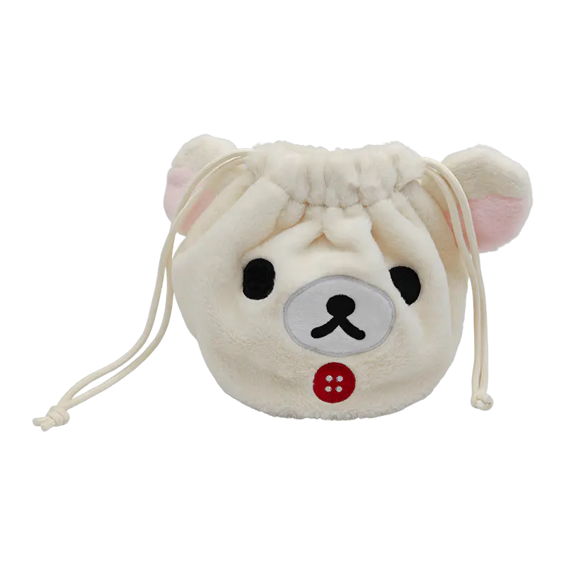Linda bolsa con cordón de oso blanco, bolsa con cordón de felpa de oso minimalista