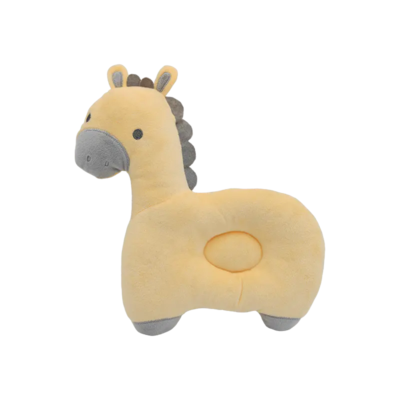 Almohada moldeadora de bebé de felpa suave de jirafa, cojín de apoyo para la cabeza antiplano para recién nacido relleno de seguridad, almohada para dormir para bebé