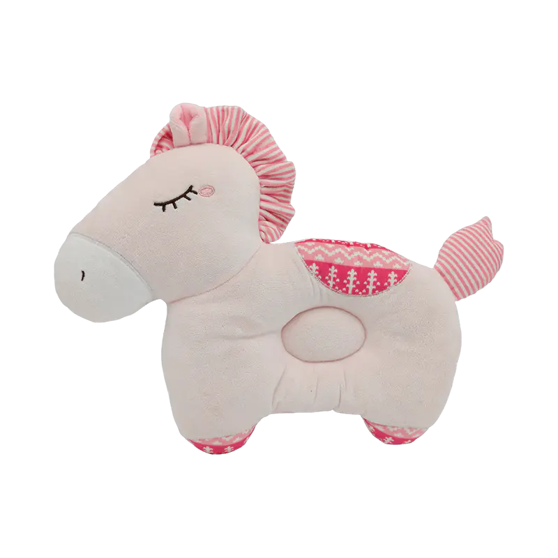 Almohada para dar forma al bebé con forma de unicornio de felpa suave, cojín de apoyo para dormir con cabeza antiplana para recién nacidos, almohada para dormir infantil lavable y duradera para el descanso diario y los viajes