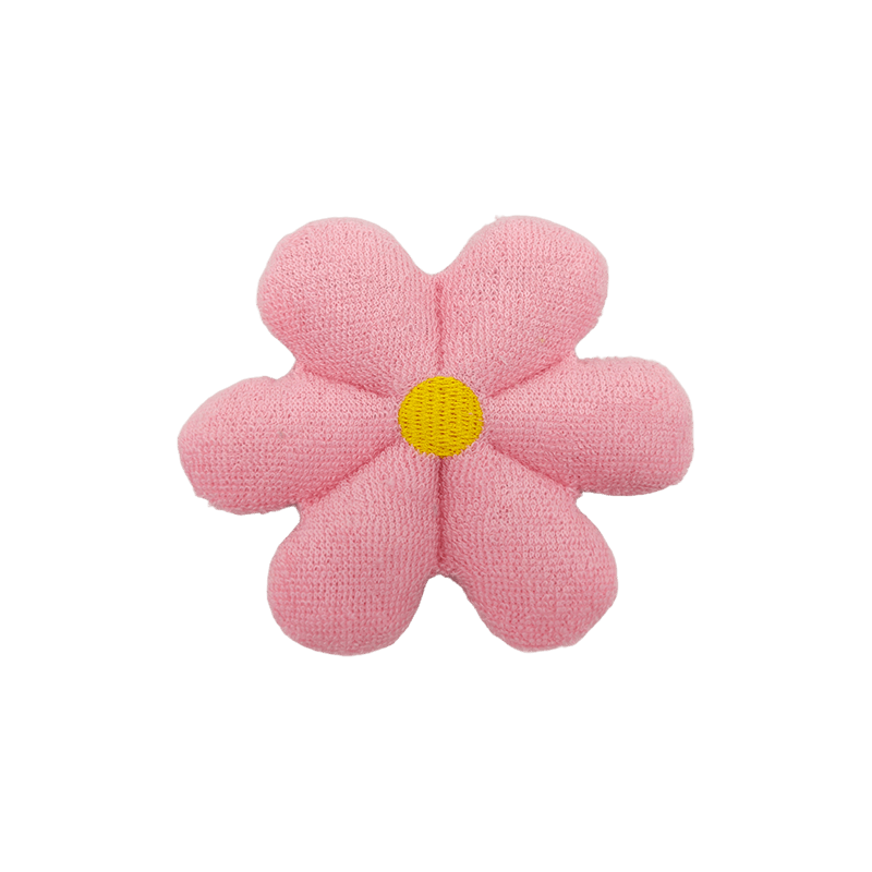 Dije de felpa con forma de flor rosa hinchada de 6 pétalos, para colgar en bolsos, llaveros, fundas de teléfono o ropa