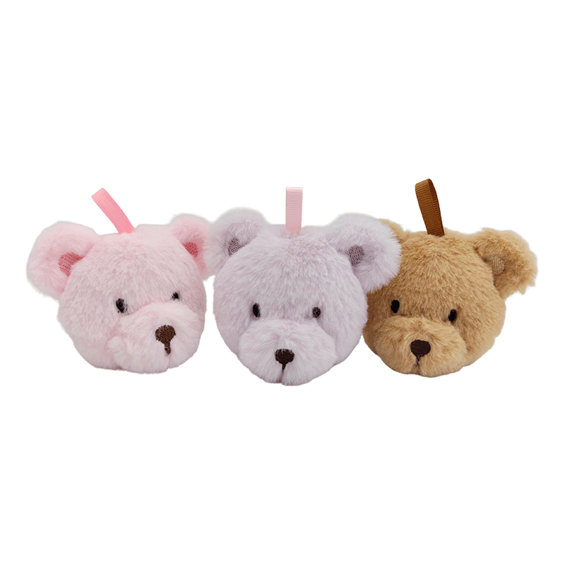 Dijes de llavero de felpa con cabeza de osito de peluche mini de 3 piezas