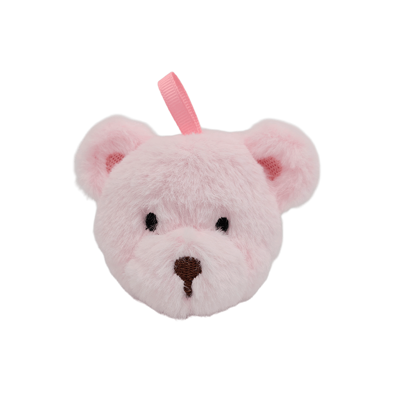 Mini llavero de peluche con cabeza de oso de peluche rosa para decoración de bolsos