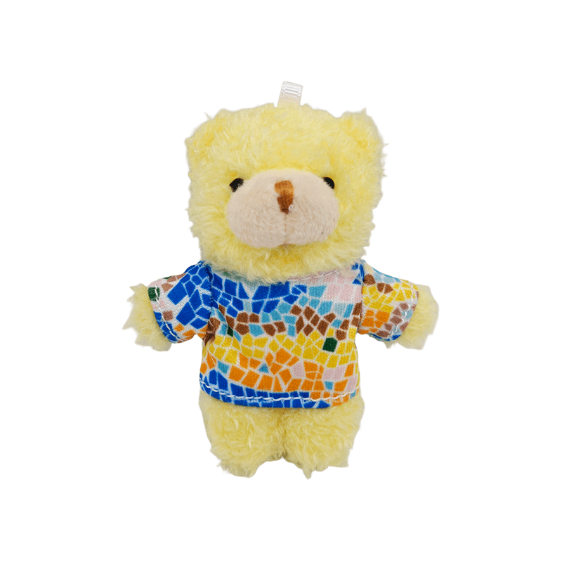 Mini traje de piruleta relleno de peluche de oso de peluche, figura de peluche de oso amarillo suave y esponjoso para regalo, colección y mercancía promocional