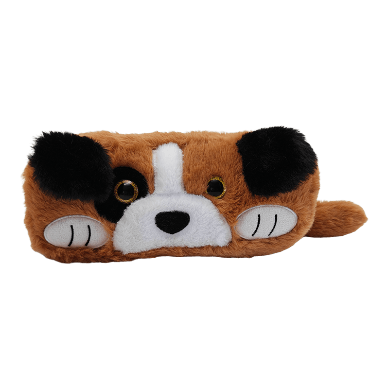 Estuche para lápices de felpa con dibujo de perro marrón, bolsa de almacenamiento de papelería suave y esponjosa para estudiantes, regalo para niños y artículos promocionales