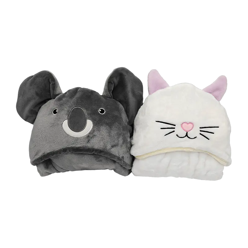 Manta de felpa con capucha de animales lindos, manta suave y utilizable para viajes en casa y oficina
