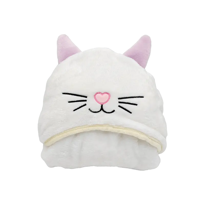 Niños lindo gato blanco bordado 2 en 1 utilizable con capucha capa de felpa manta suave Coral polar cálido tiro para niños pequeños