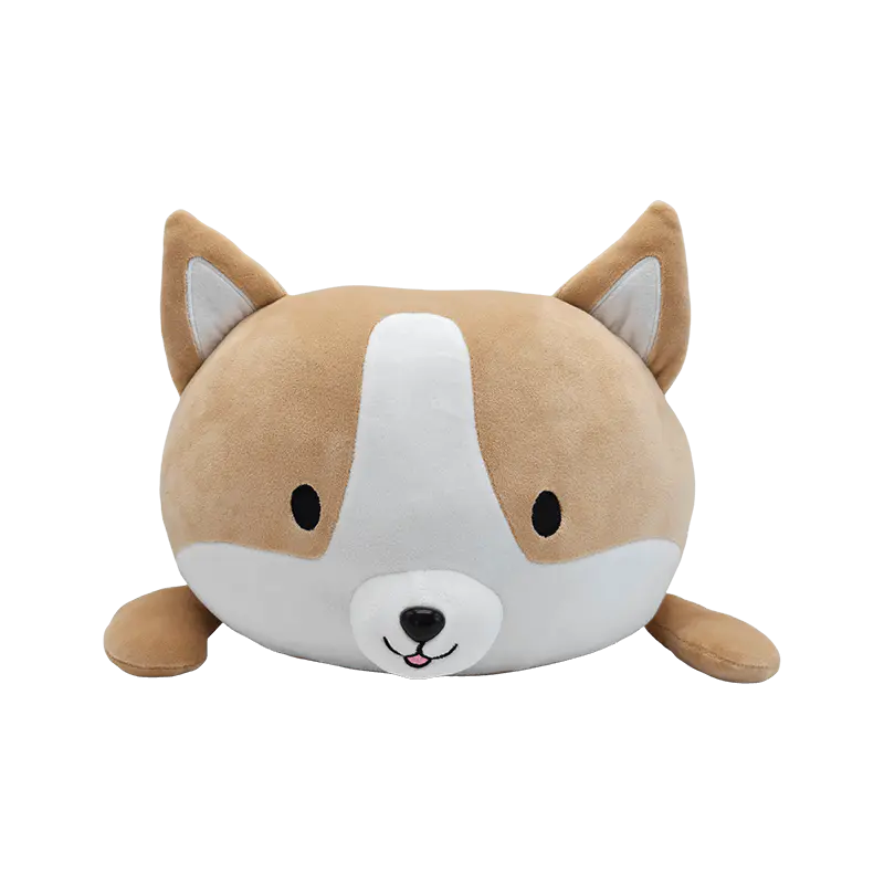Almohada suave y esponjosa de felpa con cabeza de Corgi, cojín relleno de perro de dibujos animados lindo para decoración del hogar, regalo para niños y mercancía promocional