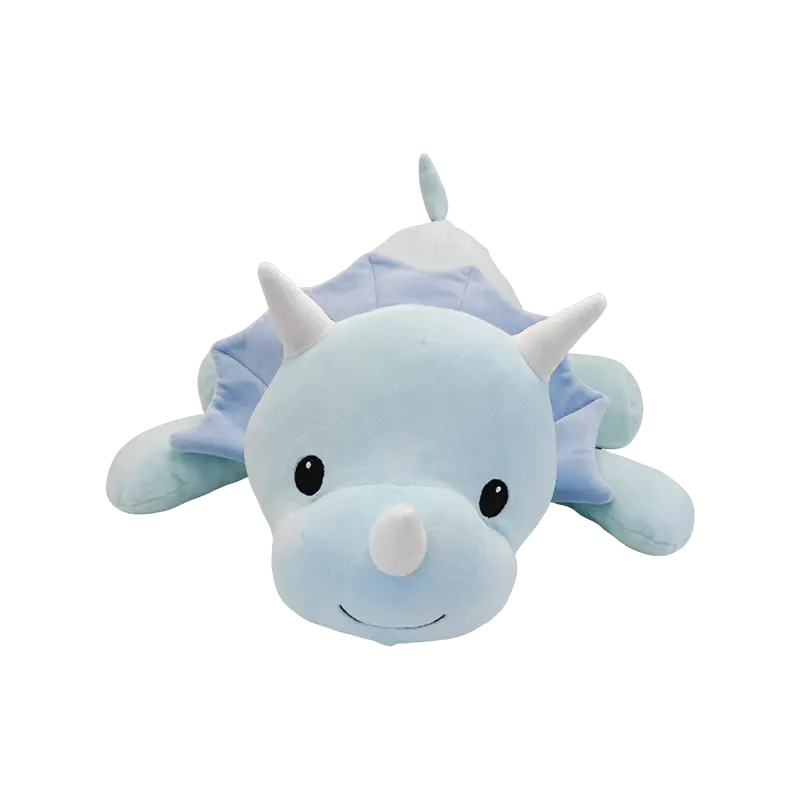 Almohada de felpa rellena de dinosaurio azul claro, suave y esponjosa, lindo cojín de dinosaurio de dibujos animados para apoyo al descanso, regalo para niños y artículos promocionales
