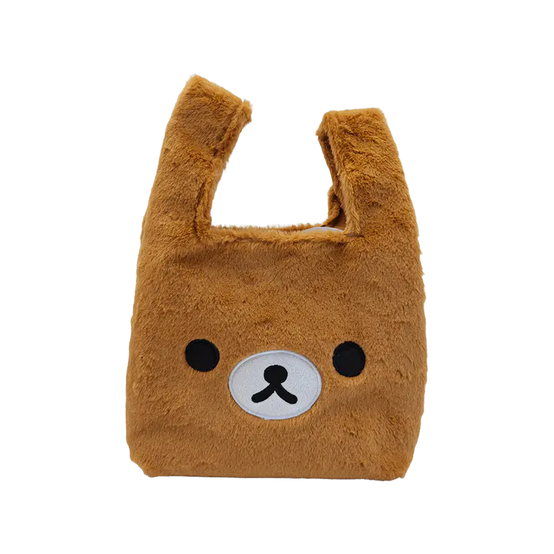 Lindo bolso de mano de felpa de oso pardo, bolso con forma de animal suave y esponjoso para uso diario, regalo para niños y mercancía promocional
