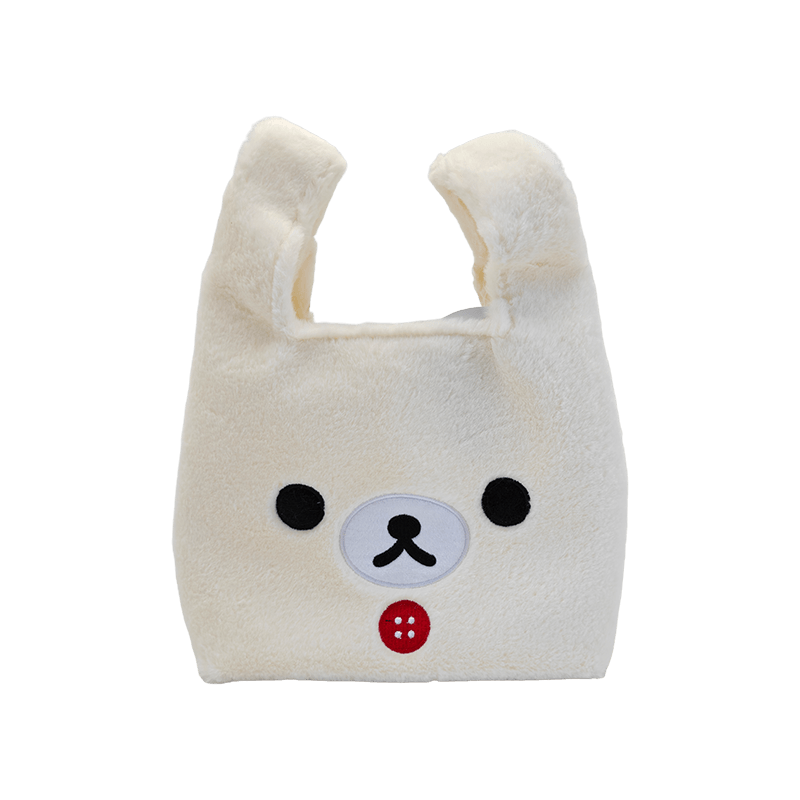 La bolsa de asas blanca linda de la felpa del oso del bebé, bolso en forma de animal suave y esponjoso para el uso diario, regalo de los niños y mercancía promocional