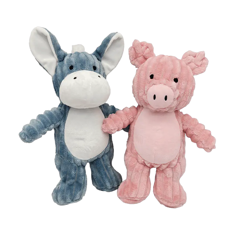 Juego de peluche suave de 2 piezas, burro azul + cerdo rosa, juguete de peluche seguro para bebé, no tóxico, lavable, relajante para bebé, regalo para recién nacido