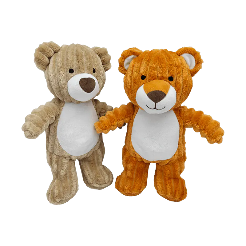 Juego de 2 piezas de osito de peluche bordado no tóxico, seguro para bebé, oso de retales blanco + oso marrón caramelo, animal de peluche relajante para regalo de recién nacido